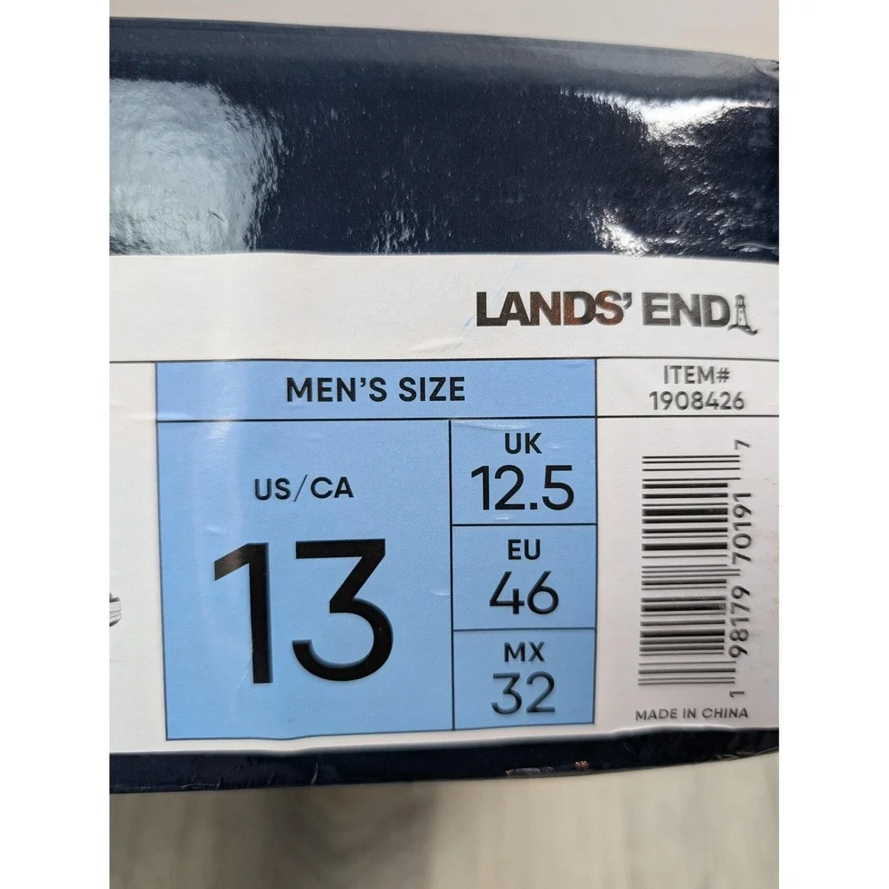 Lands' End Sport Oxford Shoes Mens Size 13 Black‎ Faux Leather Casual Sneaker